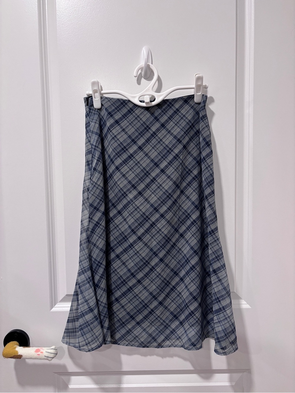 Oak+Fort Blue Plaid A-Line Midi Women's Skirt